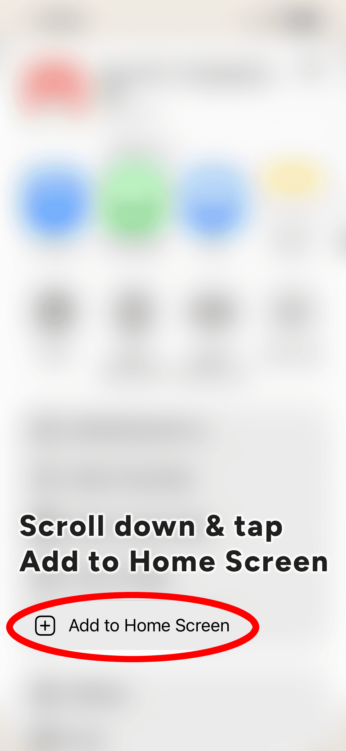 Step 5: Scroll down & tap Add to Home Screen.