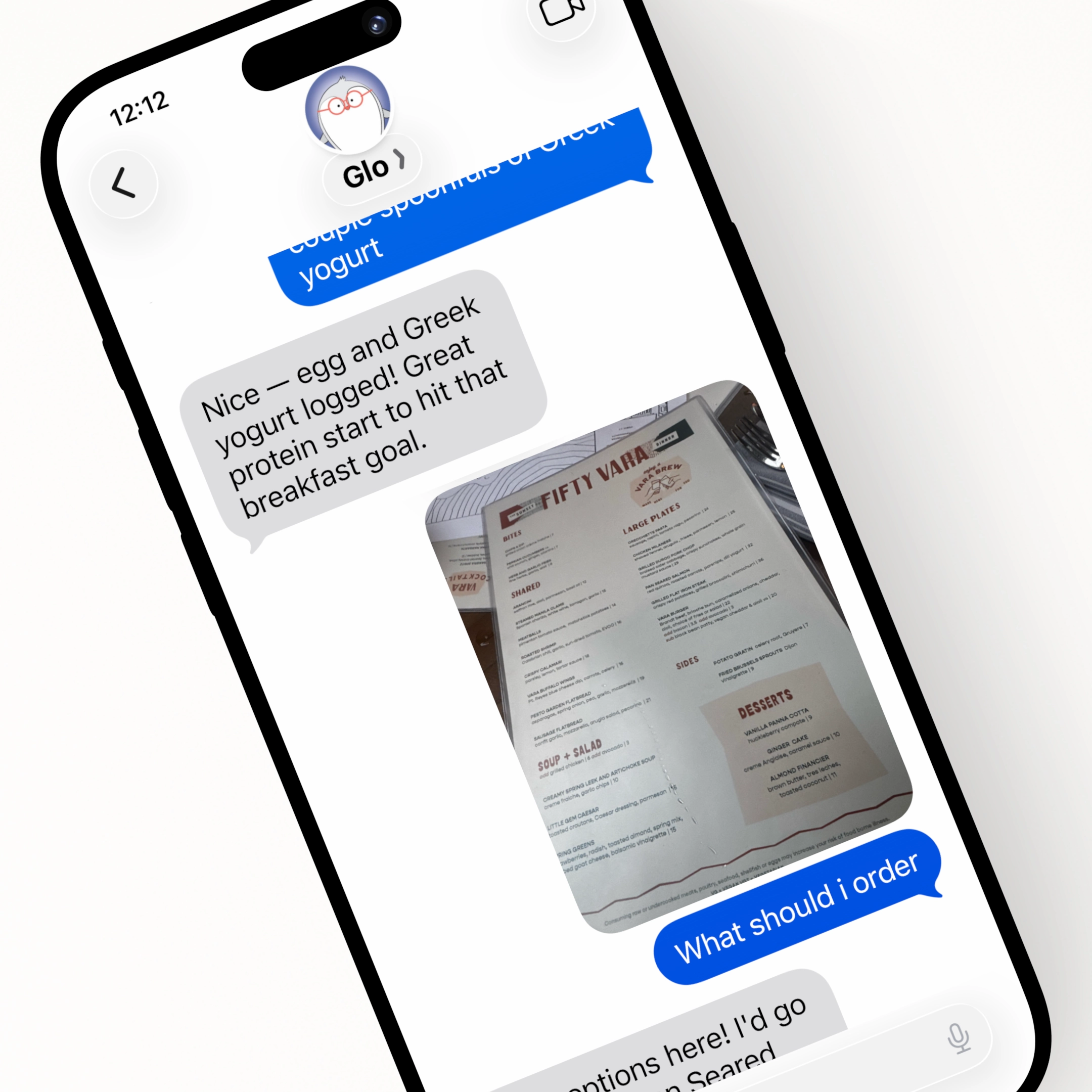 Log with text, log with photo